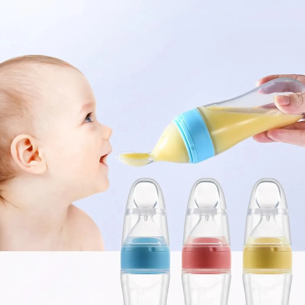 90ML Baby Fruit Feeder Pacifier: Self Feeding Baby Food Feeder for Teething Relief - Squeeze Baby Food Dispensing Spoon