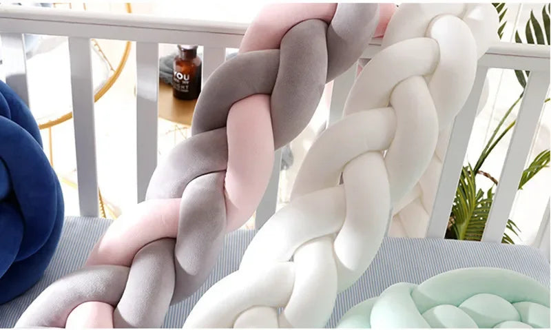 200CM Three-strand Bed Fence Anti-collision Rail Hand-woven Newborn Crib Safety Cushion