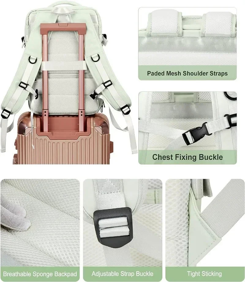 Large Travel Backpack for Women Men Laptop Backpack with Shoe Compartment Waterproof Hiking Carry on Backpack Expandable