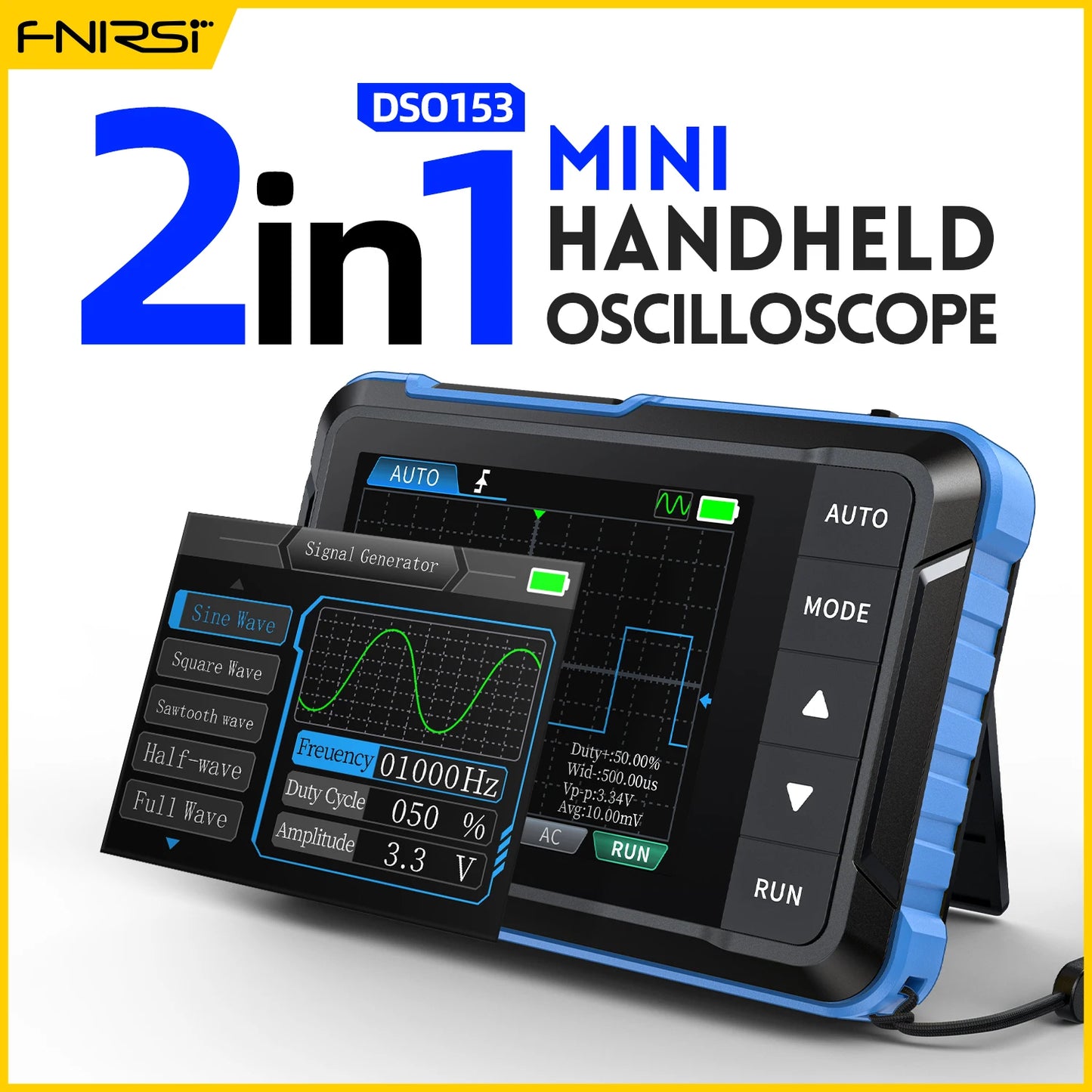 DSO153 Mini Handheld Digital Portable Signal Source 2-In-1 1MHz Bandwidth 5MSa/s Sampling Rate Electronics Repair Tools