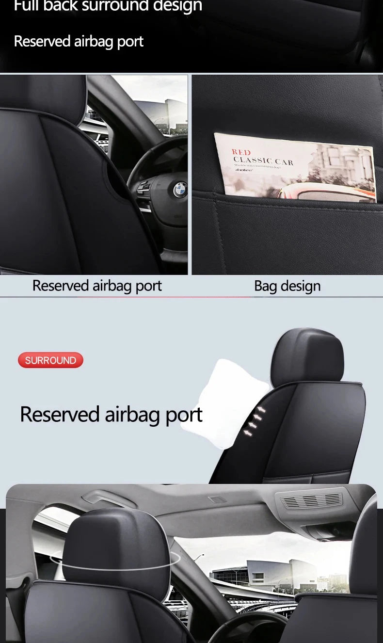 4 Pc Custom Luxury Breathable 3D Four Season Universal PU Leather Car Seat Cover Full Set