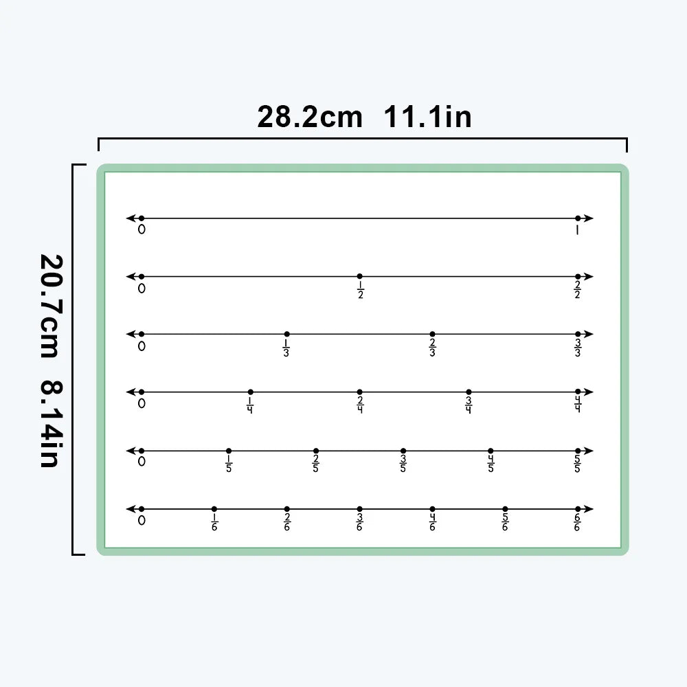 10 PCS Erasable Double-sided Fraction Board for Childrens Fraction Learning Mathematics Teaching Aids
