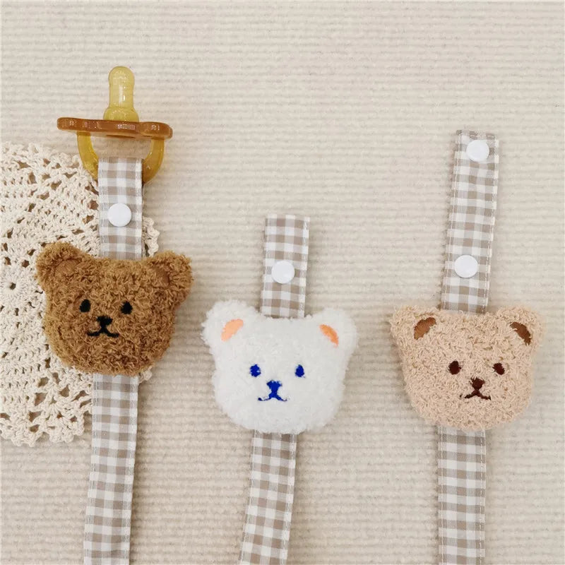 Cute Bear Baby Pacifier Clip Chain Dummy Holder Soother Pacifier Clips Strap Nipple Holder Infant Feeding Babies Accessories