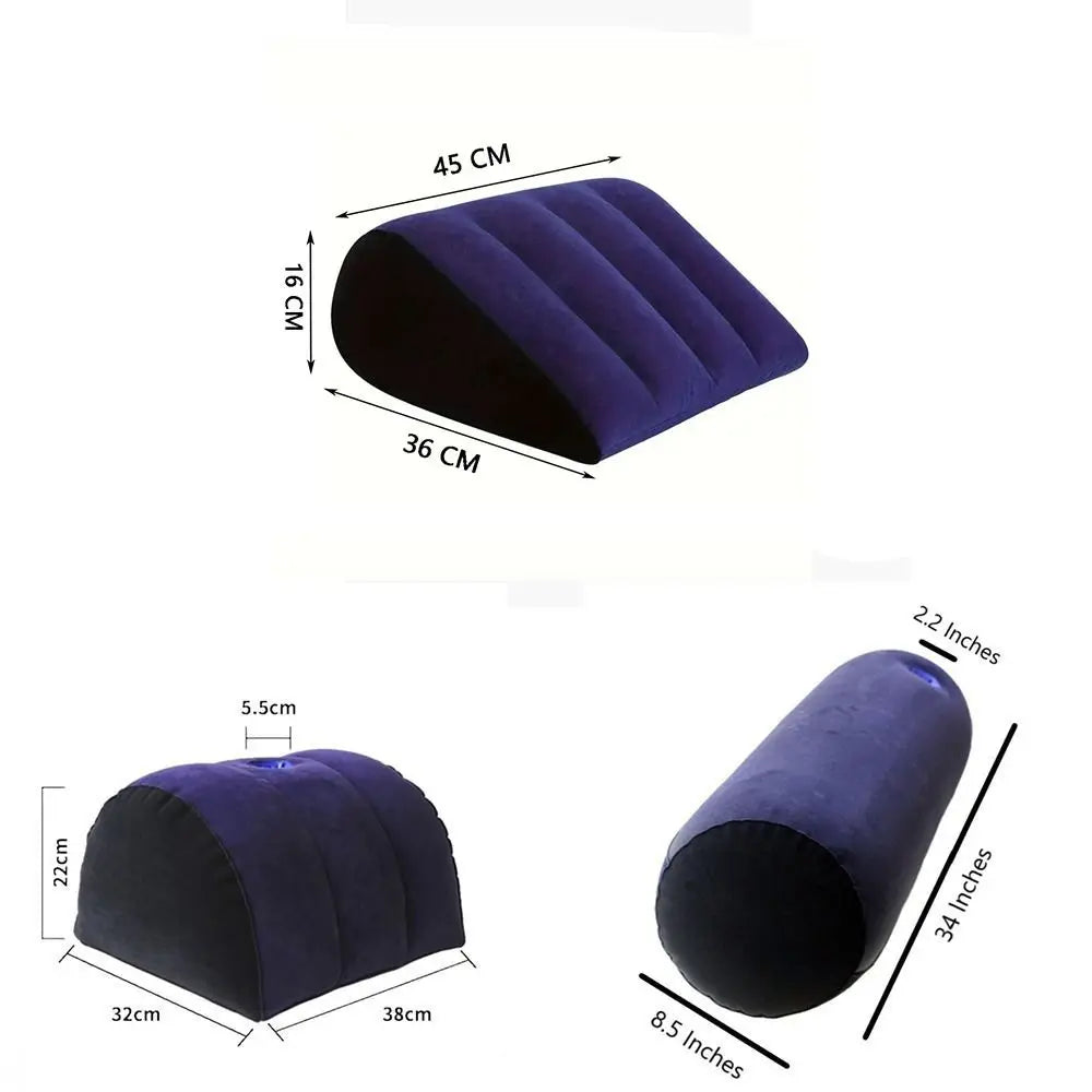Couples Gifts PVC Flocking Silicone Pillow Blue+Black Triangle Cylinder Wedge Magic Cushion Soft Inflatable Triangle Pad Home