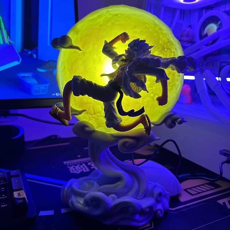 28cm One Piece Anime Figure Moon Fairy Nika Monkey D Luffy Gear 5 With Moon Light Action Figure Gk Statue Model Collection Toys