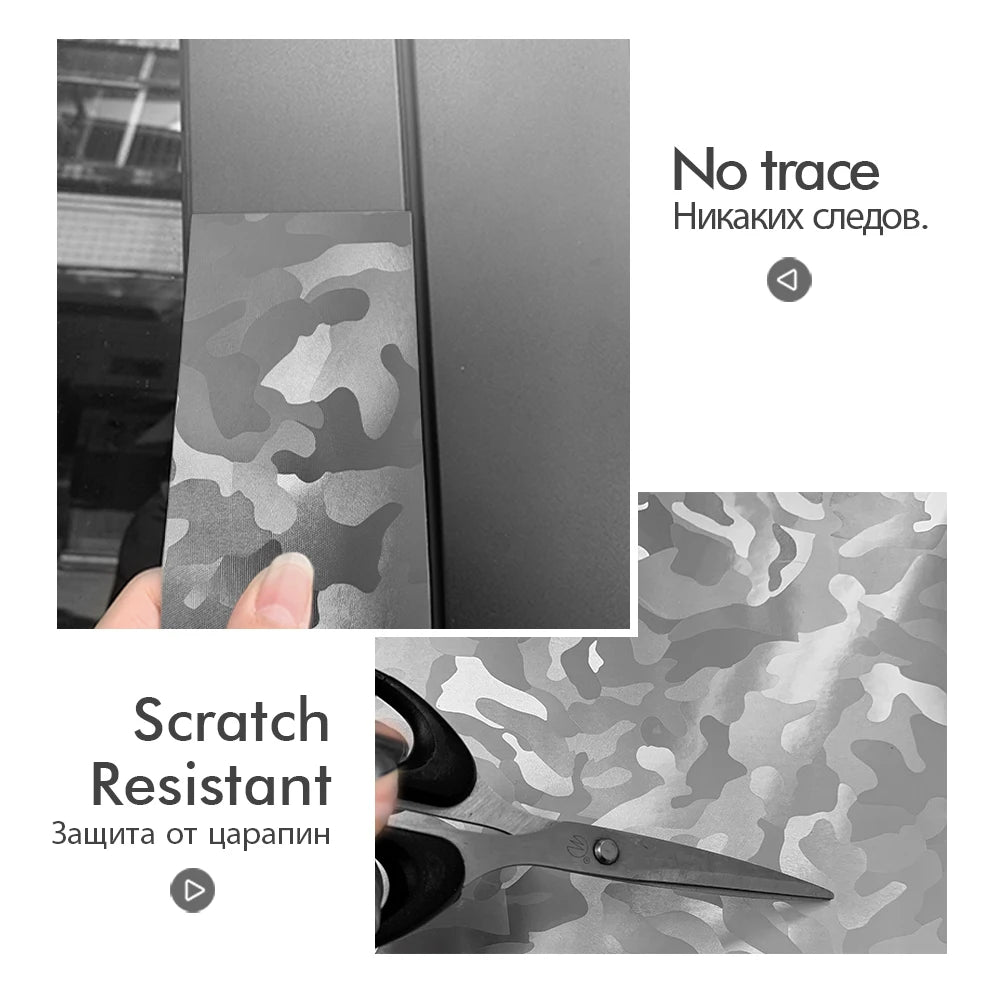 Carbon Fiber Sticker Ghost Silver Carbon Fiber Vinyl Wrap Films Glossy Car Sticker Anti Scratch Waterproof Decal Car Accessories