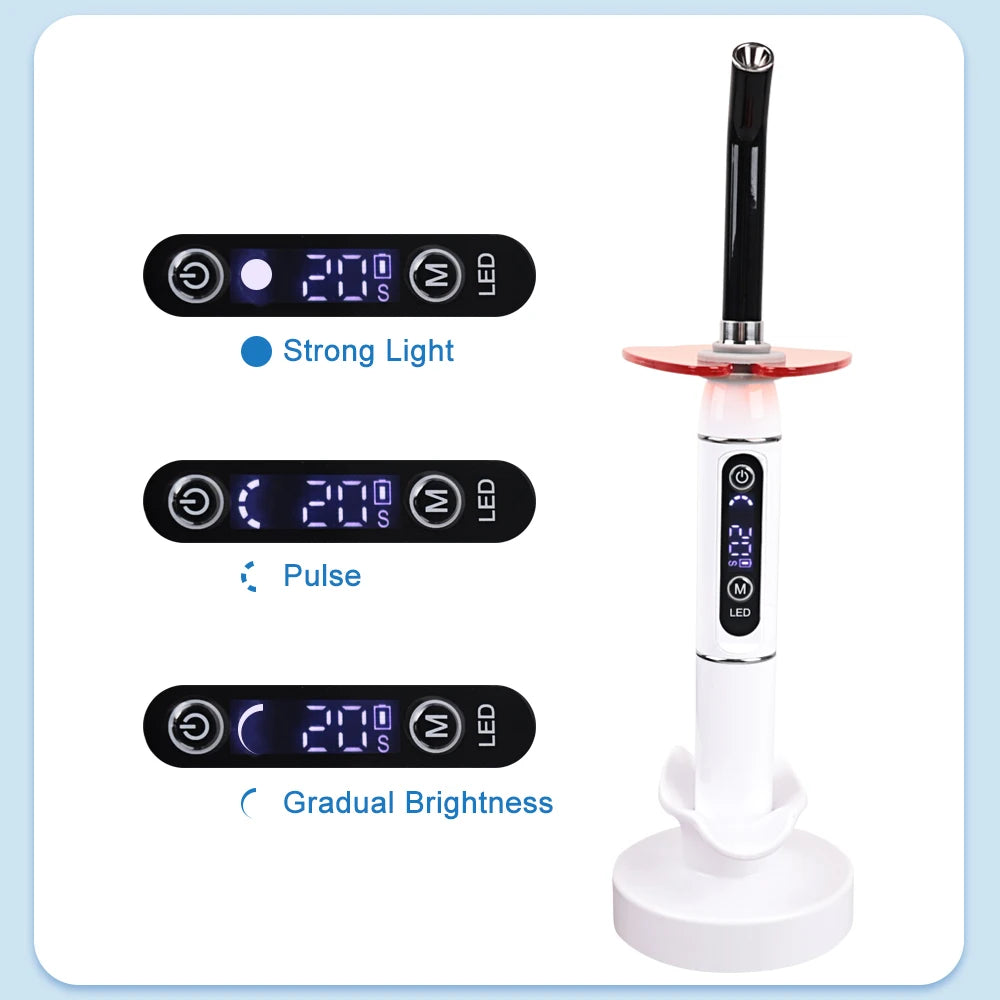 ELIJAH Cordless LED Curing Light Photopolymerizer 1200-2000 MW/cm Wireless Dental Resin Cure Device Dentistry Instrument