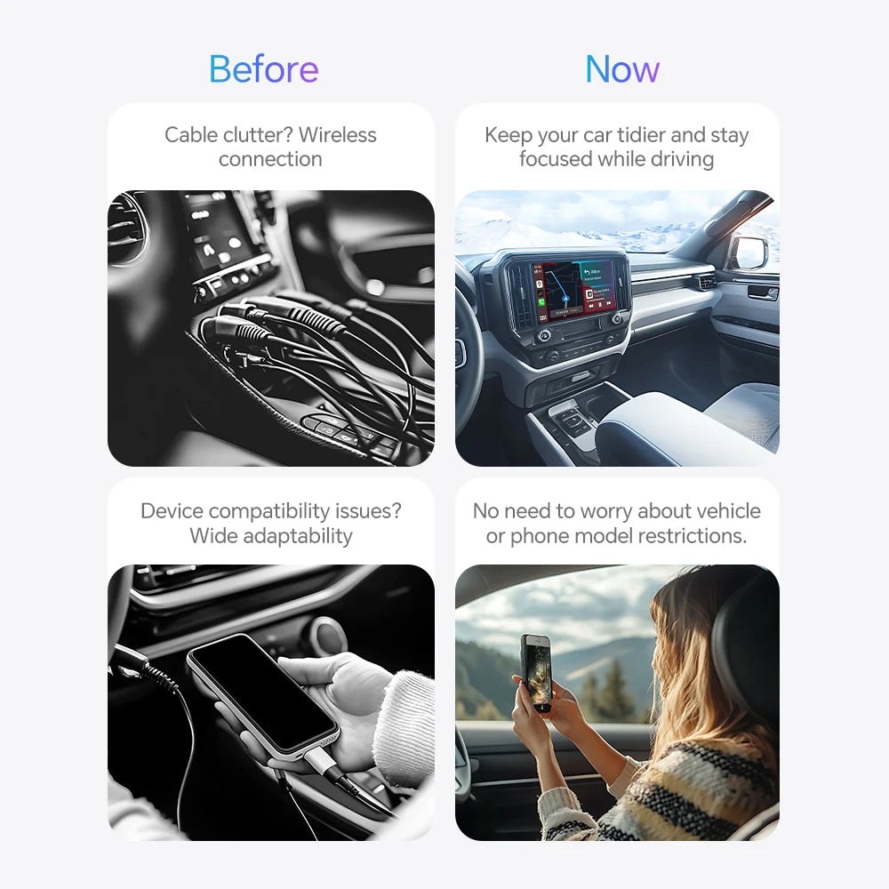 Mini Box Wired to Wireless CarPlay and Android Auto 5GHz WiFi5 Transmission Speed Plug and Play Fashionable and Portable