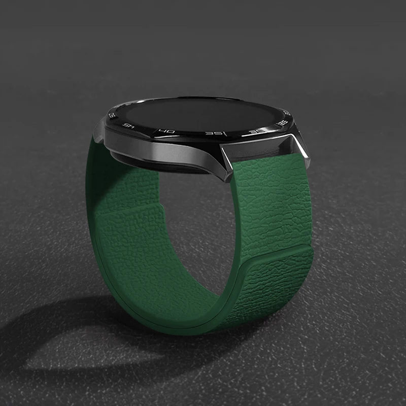 Magnetic Loop Strap For Samsung Galaxy Watch 7/6/5/4 Classic Silicone Lychee pattern 18mm 20mm 22mm Bracelet HUAWEI GT3-4-5 Band