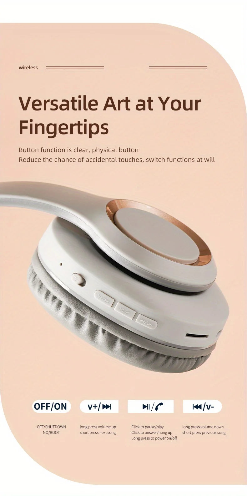 Headphones Bluetooth HIFI Wireless Stereo Over Ear Earphone Handsfree Headset Ear Buds Head Phone Headset For iPhone Xiaomi
