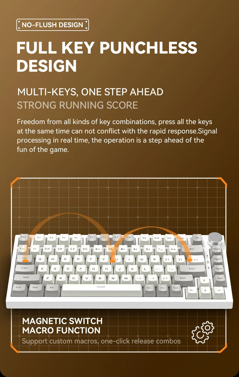 Attack Shark K85 Mag Customisable Mechanical Keyboard,Magnetic Switch,Hot-swappable,Metal Knobs,Suitable for FPS. games,Win&Mac