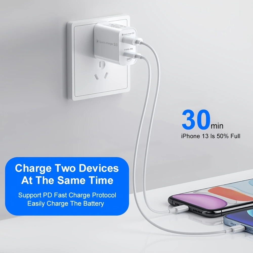 PD 20W Charger USB Type C Charger Phone Charger Fast Charging For iPhone 14 Xiaomi Samsung Quick Charge 3.0 USB C Power Adapter