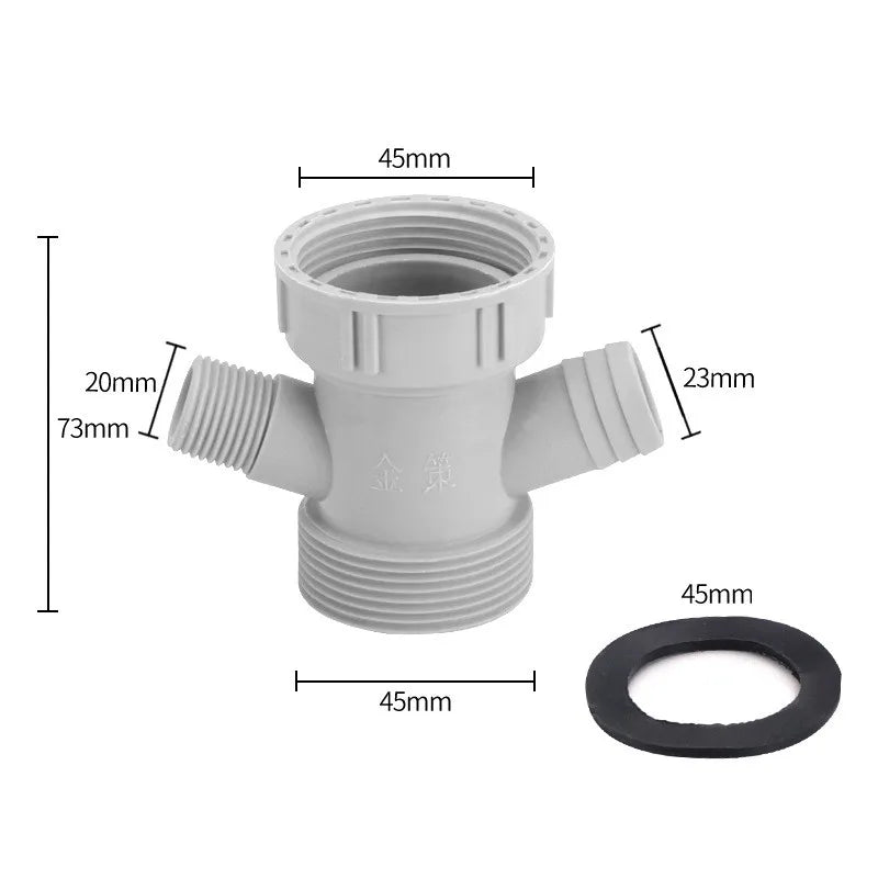 Sink Drain Pipe Adapter Y Shaped Basin Sewer Branch Connector Overflow Tube Thread Hose Joint for Kitchen Bathroom Accessories