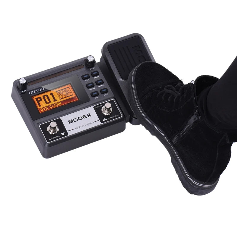 MOOER GE100 Guitar Multi-effects Processor Effect Pedal with Loop Record Tuning Tap Tempo Rhythm Scale & Chord Lesson Function