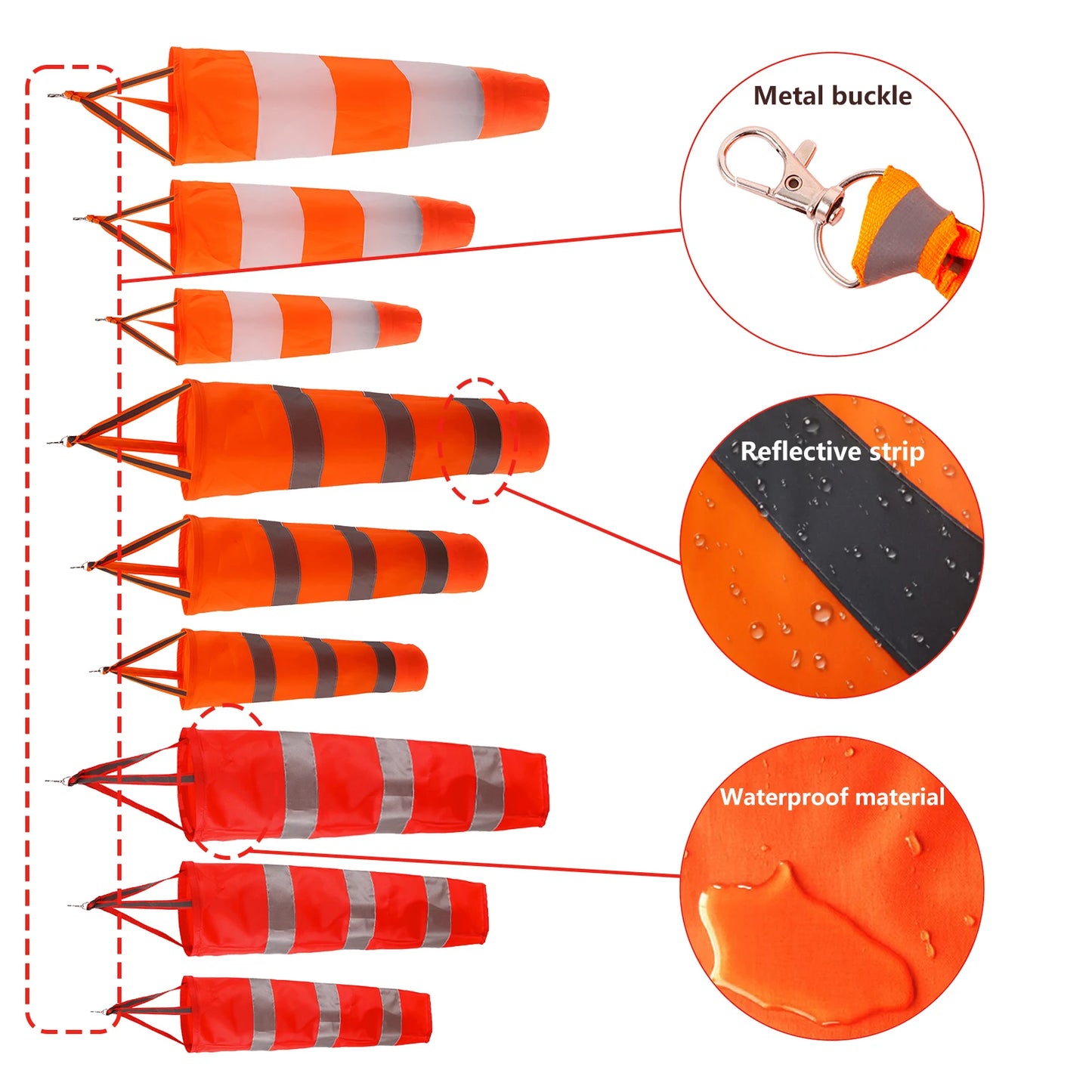 60/80/100cm Windsock Weathervane Scratchproof Windproof Fluorescent Reflective Windsock Weather Bag Wind Vane Wind Wind Direct