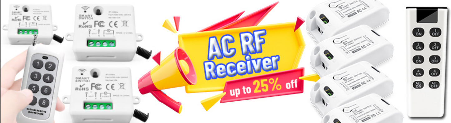 Mini Wireless Smart Light Switch with Remote Control 200M Distance 433 Mhz RF Relay Receiver Ac220V Switch for Home Led Lamp Fan