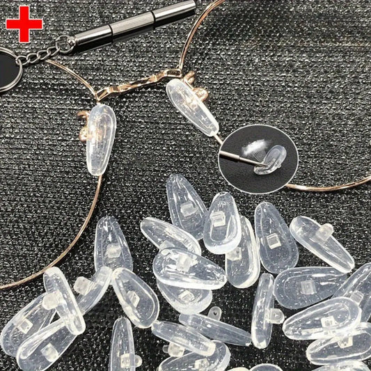 1set(4/8/10/20pcs) Nose Pads Set Soft Silicone Transparent Nose Pads With Screwdriver Glasses Replacement Repair Supplies