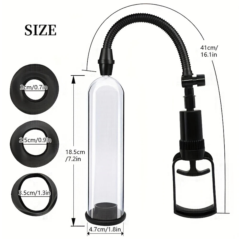 Male Manual Penis Pump Penis Enlarger Negative Pressure Vacuum Pump Big Dick Erection Enhancement Trainer Equipment Adult SexToy