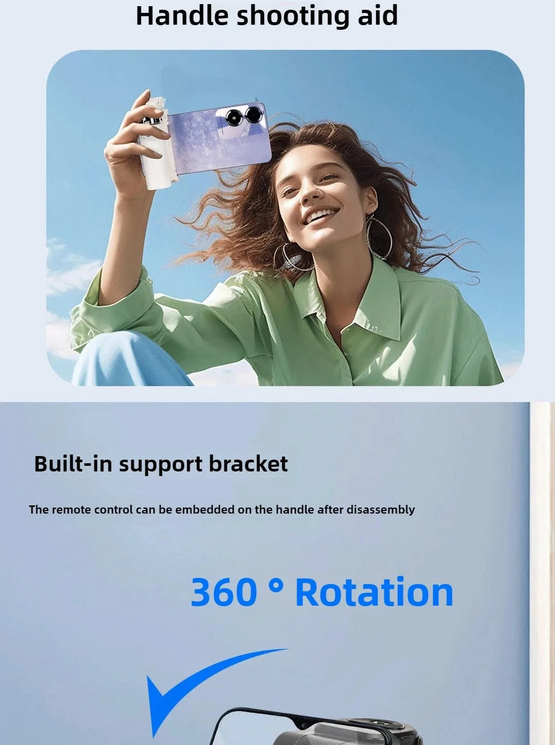 Super Mini Selfie Stick Portable Phone Holder Shooting Aid Versatile Integrated Design Bluetooth Remote For Live Broadcas