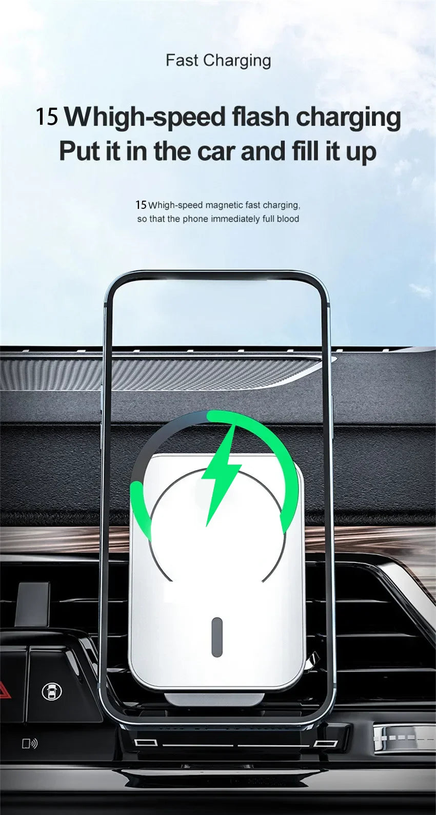 Magnetic Wireless Charger Car Air Vent Stand Phone Holder 15W Magnet Car Fast Charging Station For iPhone 12 13 14 Pro Max Mini