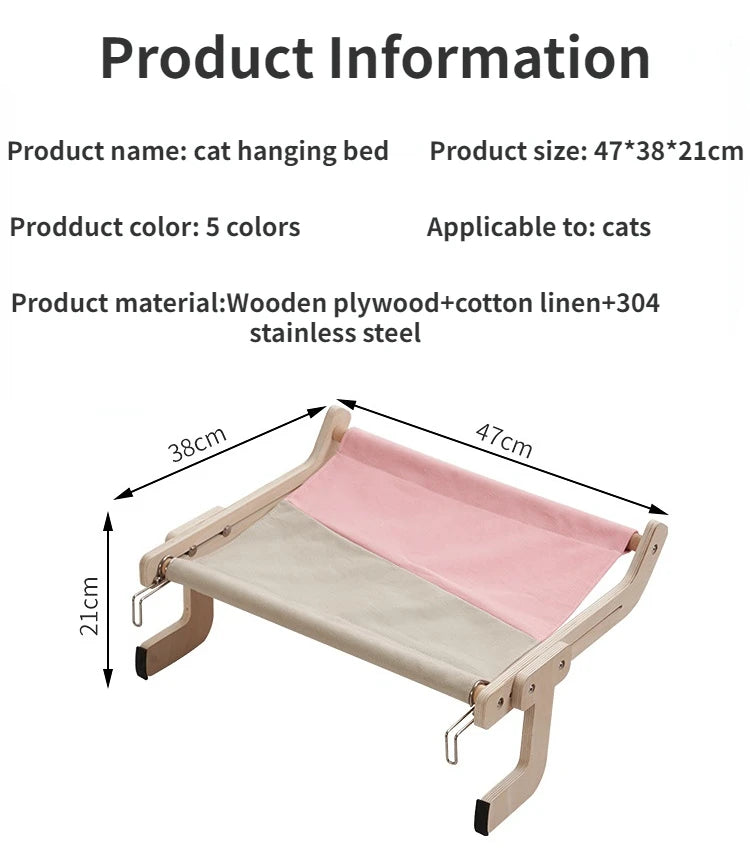 Hanging Pet Cat Bed Window Hammock Sofa House Furniture Kitten Indoor Washable Removable Seat Wooden Sleeping Bed Perch Shelves