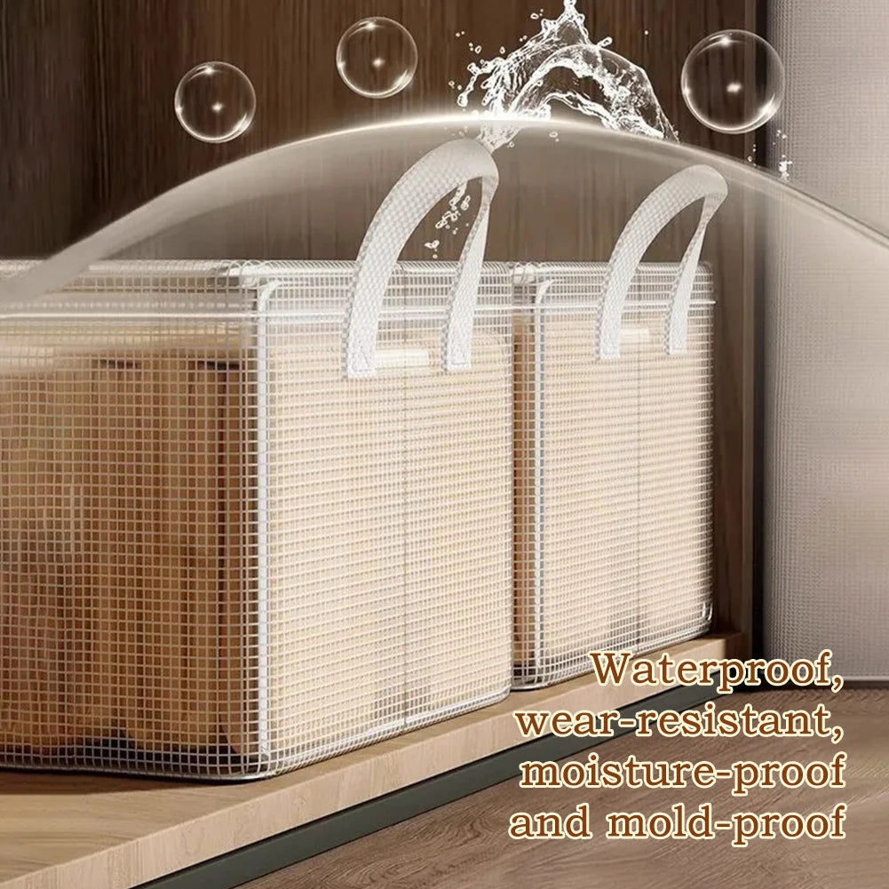 Foldable Anti Mold Transparent Clothing Storage Bag with Lid for Seasonal Storage, Moving Packaging,wardrobe Storage,and Storage