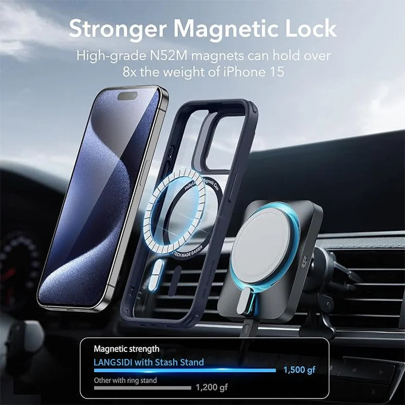 LANGSIDI Leather Magnetic Metal Ring holder Case For Samsung Galaxy S24 Ultra s23 S24 + plus shockproof Slim Protection