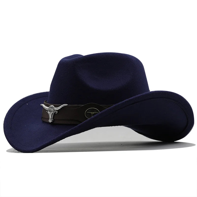 West cowboy hat Chapeu black wool man Wome hat Hombre Jazz hat Cowgirl large hat for men sombreros 56-58Cm