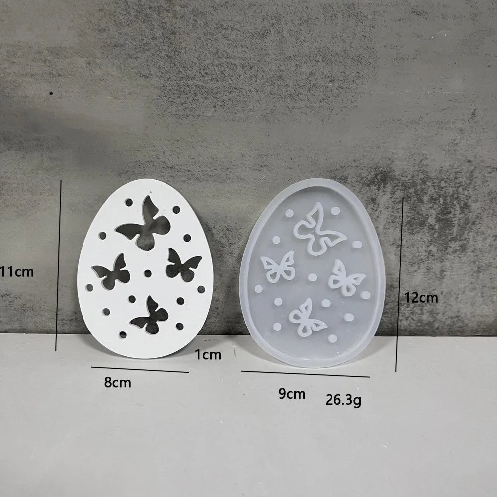 Easter Rabbit Egg Splicing silicone mold Concrete Cement Gypsum Plaster Molds Bunny Hollow Heart Flower Decoration Craft