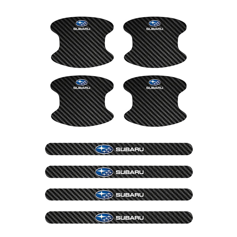 Automotive Threshold Bar with Door Handle Bowl Scratch Protective Sticker For Subaru Impreza Forester Tribeca WRX Outback