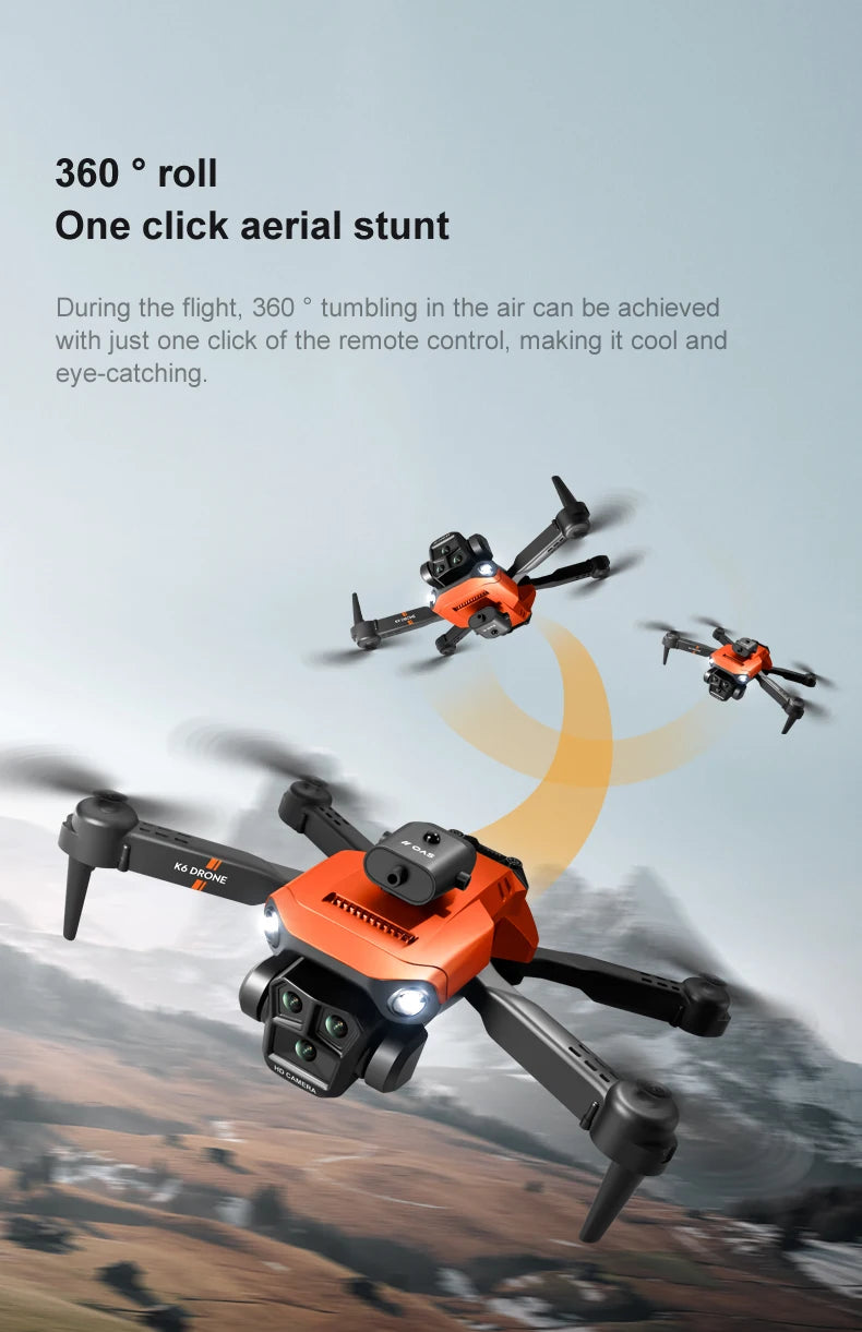 K6 MAX Triple-Camera Drone 4K HD Optical Flow Positioning 360° Obstacle Avoidance Foldable Quadcopter Wifi FPV RC Toys Dron