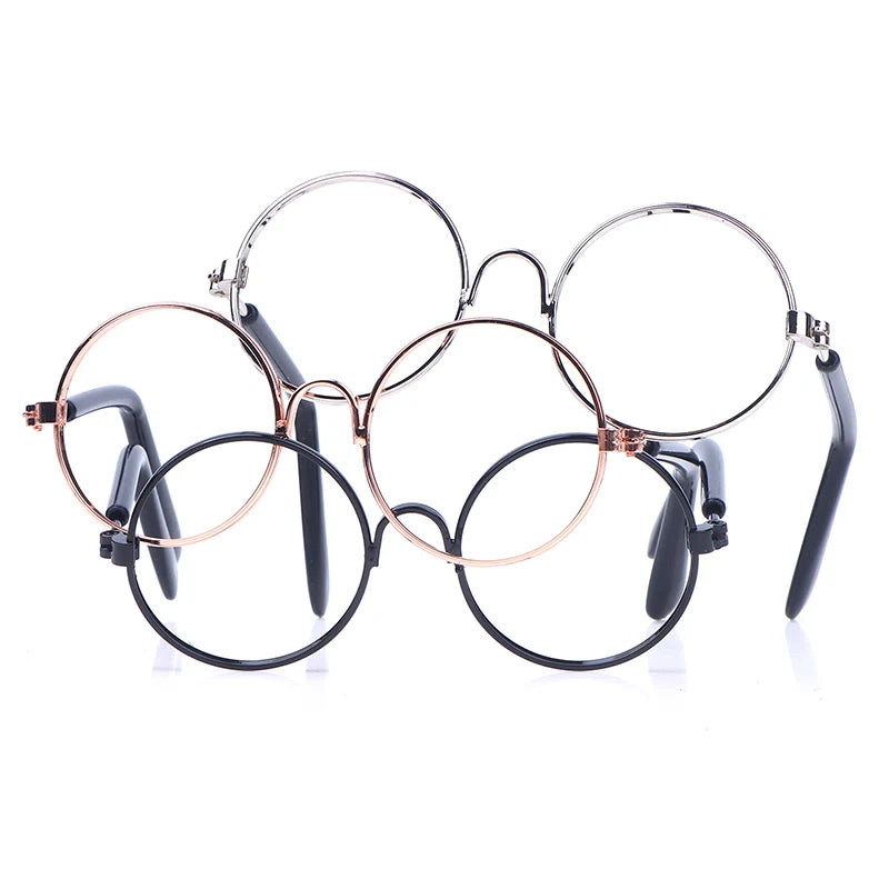 DIY Doll Dressing Accessories High Quality 20cm EXO Dolls Glasses 3 Color Round Frame Lensless Eyewear Toy Miniature Eyeglasses