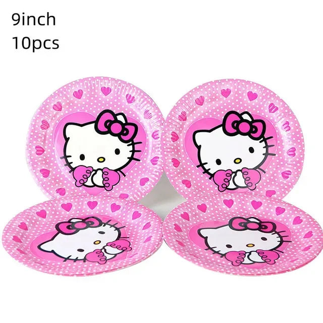 Cute Cartoon Kitty Cat Balloons Set First 5th 6th Birthday Decoration Baby Shower Globos Hello Cake Topper Backdrop Candy Box