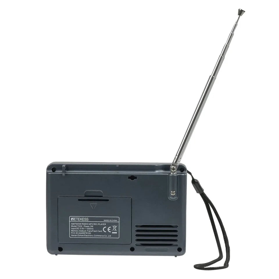 RETEKESS V115 Radio FM AM SW Portable Radios Rechargeable  Radio Batteries multiple bands  USB Recorder Speaker for Elders TX32