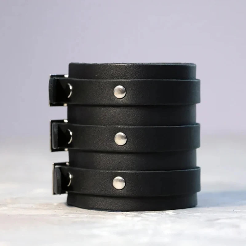 1PC Men's Fashion Versatile Bracelet Vintage Wide Strap Punk Style Multilayer Leather Wristband Simple Accessories Jewelry