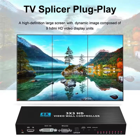 4K HDMI Video Wall Controller 3X3 2X3 2X2 Video Wall Processor Multi Video Screen Processor TV Splicer TV Wall Splicing Display