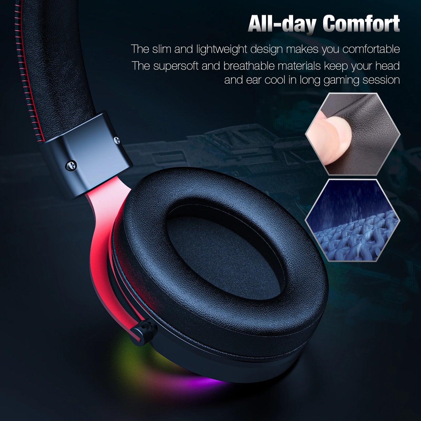 onikuma 2025 NEW Gaming Cute Headset, Wired Over-Ear Headphones with Noise Cancelling Microphone, Surround Sound, LED Backlight