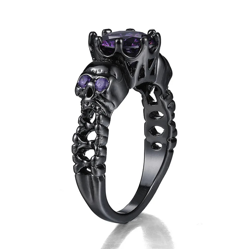 Retro Punk Gothic Skull Rings for Women Men Aesthetic Black Gold Halloween Accessories Witcher Goth Finger Ring Jewelry Gifts