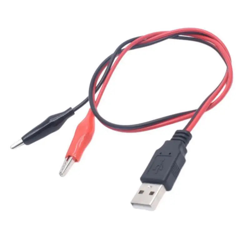 1~10PCS Alligator Cilps to USB Plug Test Cable Lead Jumper Wire Battery  Dual  Probe 24mm Crocodile Clip for Multimeter Measure