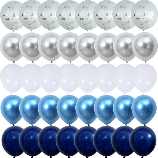 40PCS Silver Night Blue White Balloons Gender Reveal Wedding Valentine's Day Baby Shower Birthday Globos Party Decorations