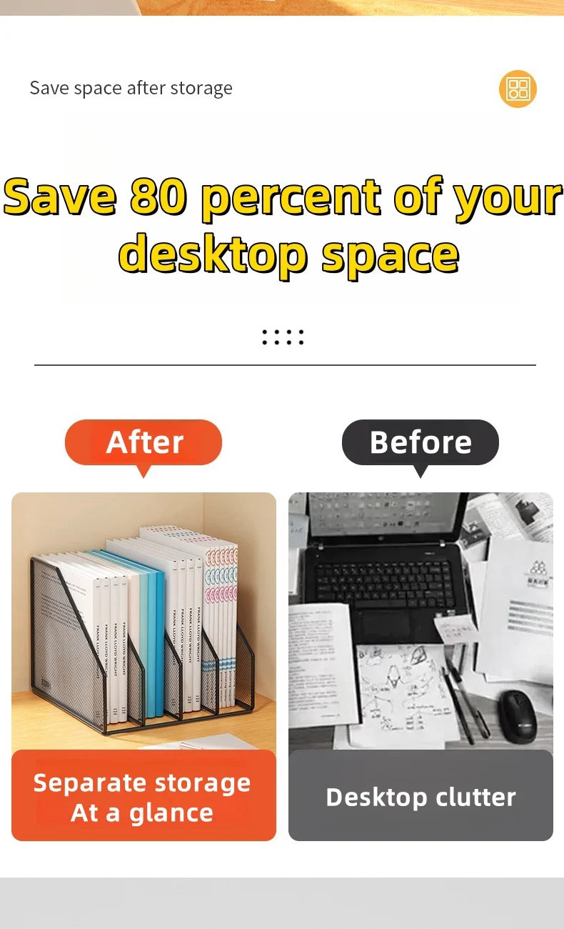 Metal File Rack Office Desk Shelf Standing Desktop File Folder File Box File Storage Box Data Rack Stationery Organizer File