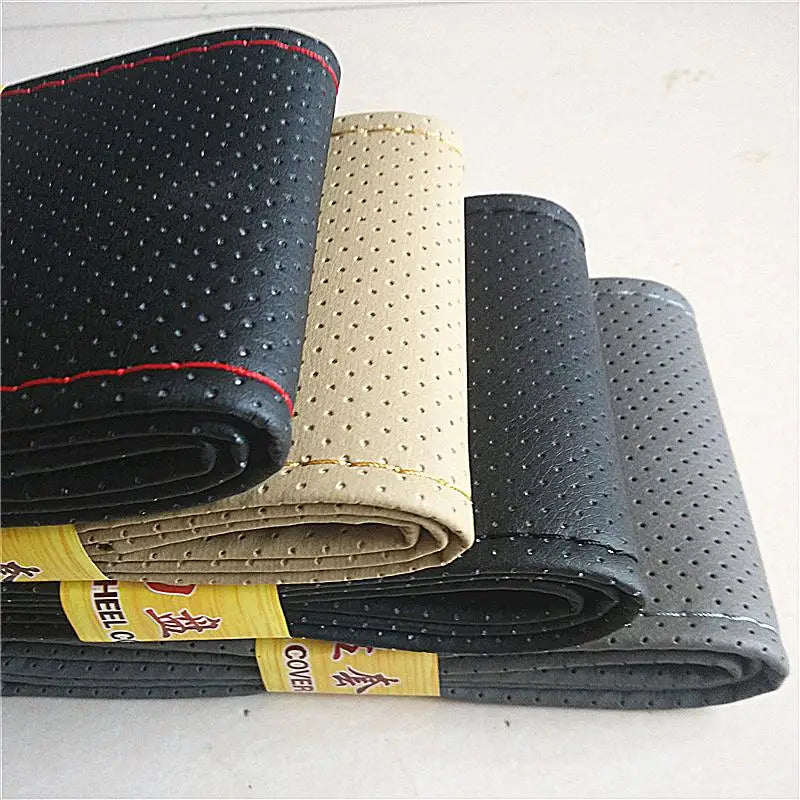 Braid On leather Steering Wheel Cover for Volkswagen Vw Jetta Golf Passat B5 B6 Beetle Polo Bora Caddy MK5 Skoda