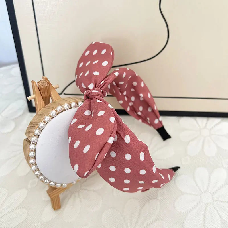 2024 Fashion Trend Women Wide Headband Bow Knot Cross Sweet Korean Style Polka Dot Hairband Cute Hair Hoop Headwear Headdress