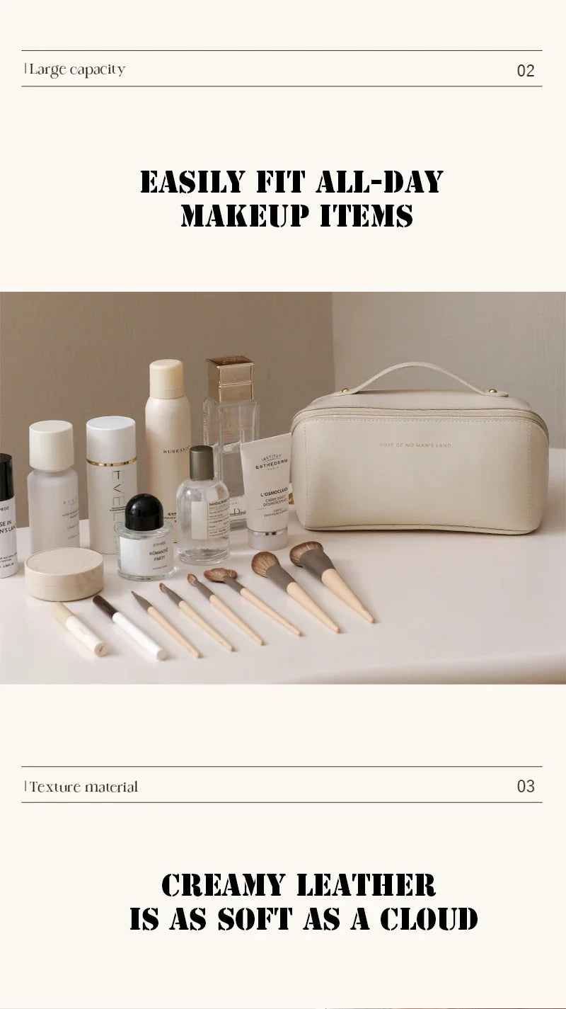 Large Pu Leather Travel Cosmetic Bag for Women Cosmetic Organizer High-capacity Makeup Bag Storage Pouch For Female Makeup Box