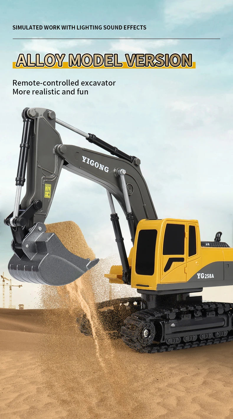 2024 New 11CH RC Excavator 1:20 Remote Control Truck 2.4G RC Crawler Engineering Vehicle Excavator Truck Radio Control Toys Gift