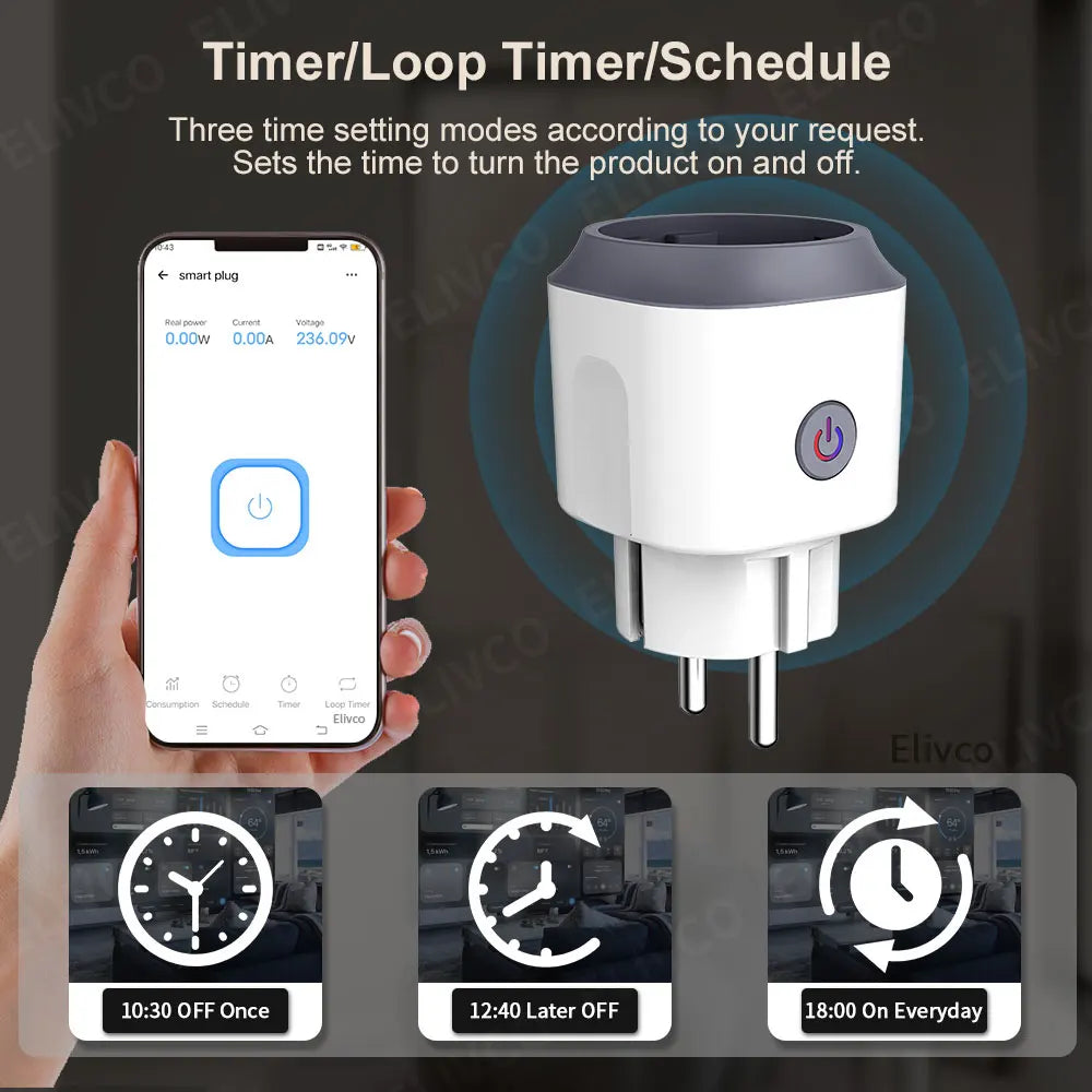 eWelink Smart Socket EU16A/20A Wifi Smart Plug With Power Monitor Smart Life APP Remote Control Support Google Assistant Alexa
