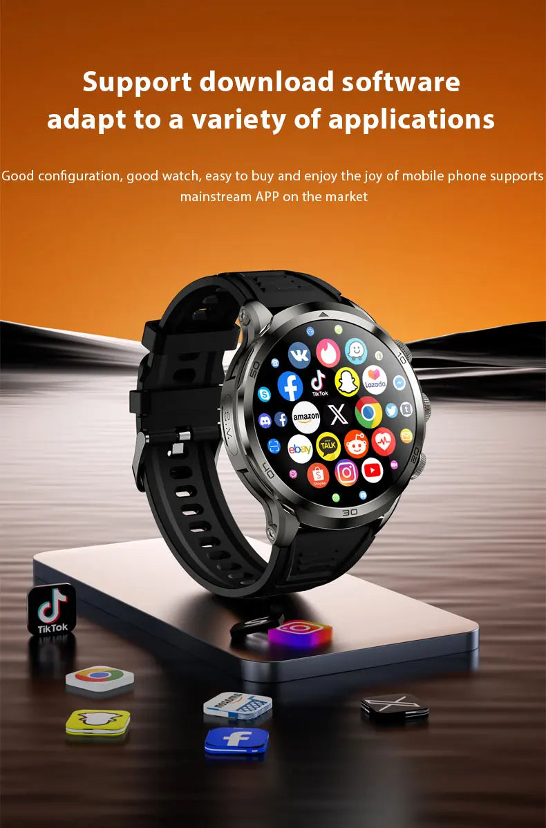 Original H19 4G Full Netcom 128GB Smartwatch Android 9.0 With Power Bank 1.95 inch Amoled Screen Camera GPS WIFI Smart Watch Men