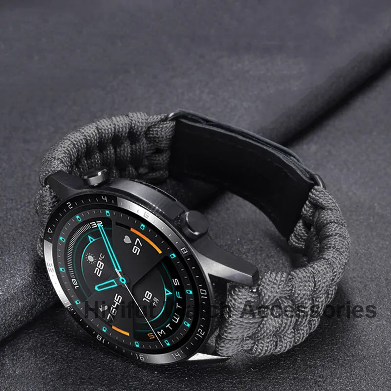 20 22mm Braided Flat Head Universal Watchband Colorful Velcro Style For Galaxy Watch 3/4/5 41/45mm 40/44 42/46mm Gear S3 Band