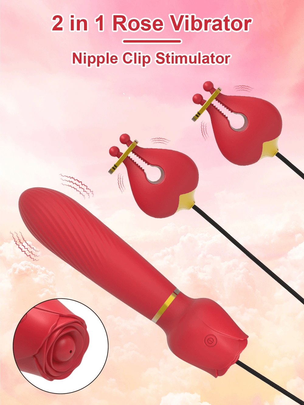 G Spot Vibrator for Women with Nipple Clamps Breast Clips Nipple Clitoral Stimulation Wired Adult Goods Sex Toy for Couple