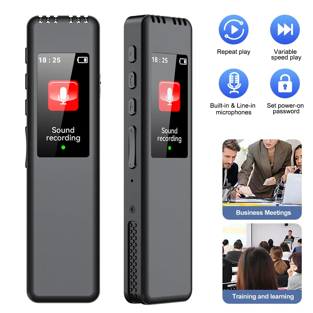 Digital Voice Recorder Up To Support 128G SD Card Portable MP3 Player Recorder With 512Kbps denoise Recording Work Interview